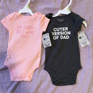 Pink and Gray Baby Bodysuit Set